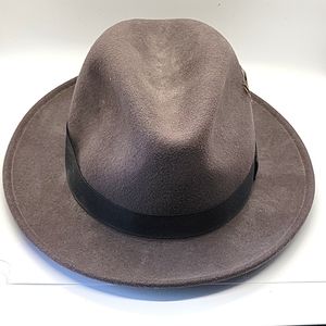 Vintage Brown Felt Feather Hat Sz L